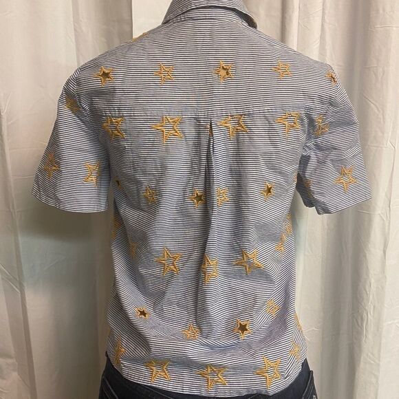 Madewell Star Embroidered Cutout Button Top C15 - Picture 10 of 13